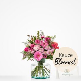 Rond boeket roze - Keuze bloemist - 12000022